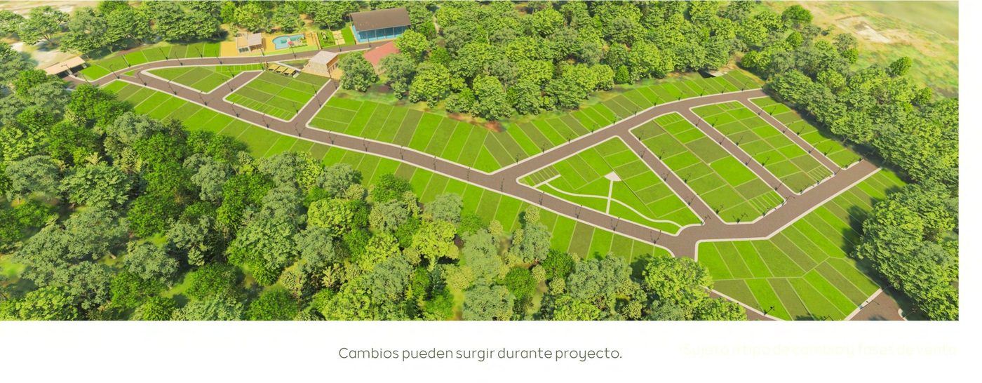 Render aéreo de la lotificación del condominio